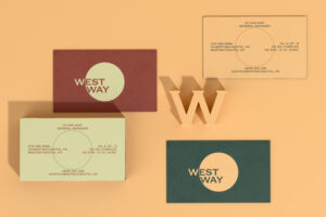 Westway business card on organe background